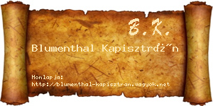 Blumenthal Kapisztrán névjegykártya